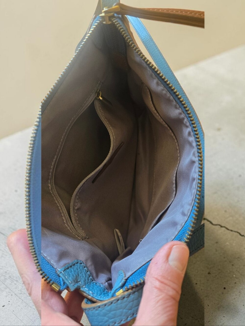 FOSSIL Blue  Leather Crossbody Bag New - Picture 4 of 7